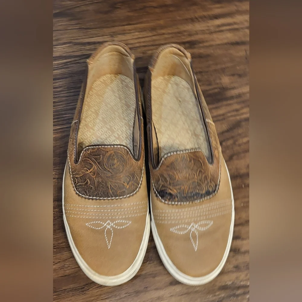 Durango Music City Tooled Leather Slip-on Western Sneaker Size 8